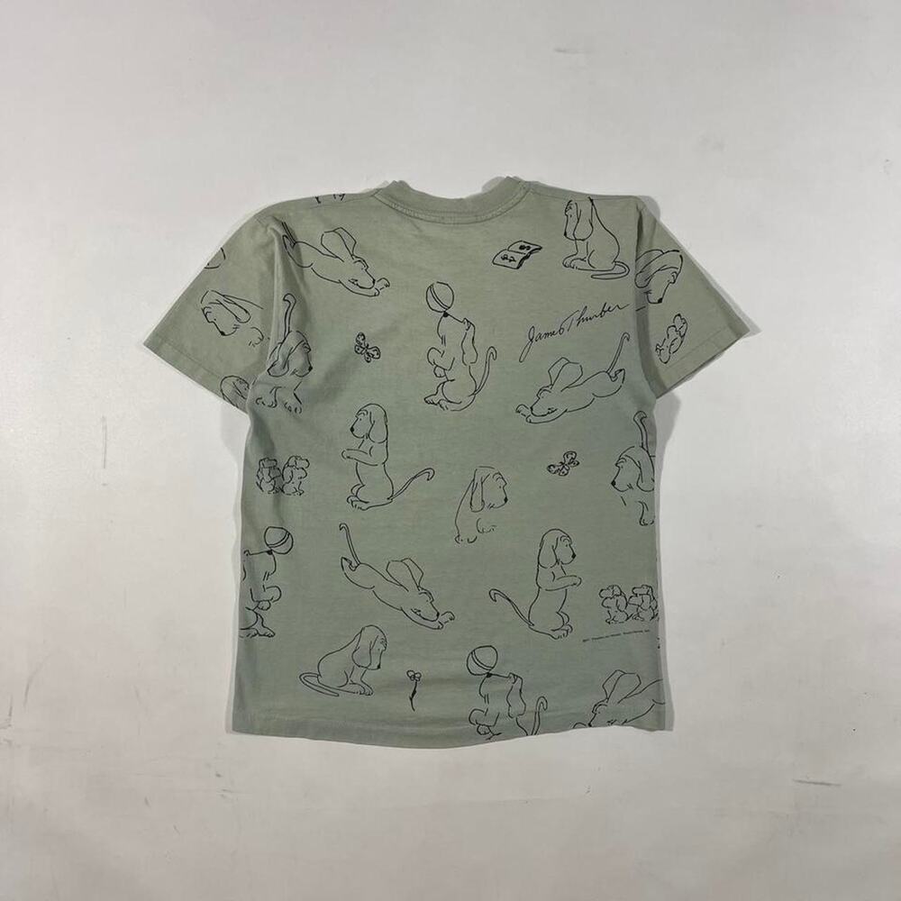 Vintage James Thurber Dogs All Over Print Tee View 2